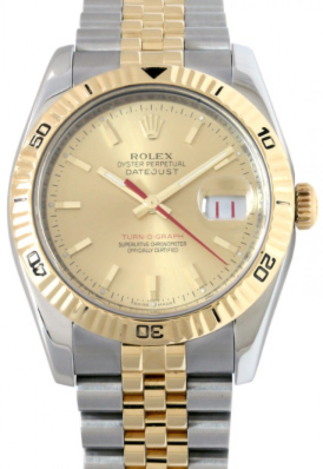 Rolex 116263 Yellow Gold & Steel on Jubilee, Fluted Bezel Champagne with Gold Index